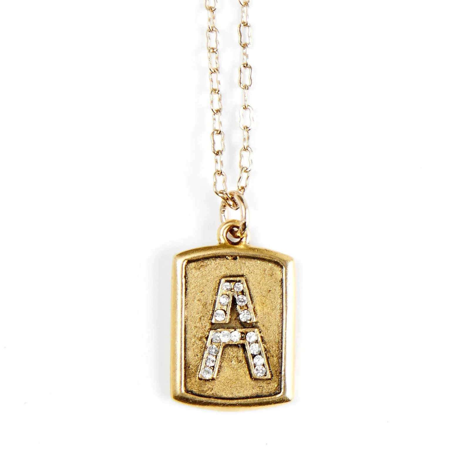 Pavé Block Initial Necklace